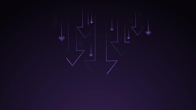 Abstract background with thin arrows pointing downward,showing decline fall and movement animation