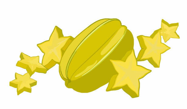 Realistic Tropical Carambola Star Fruit Vector Illustration