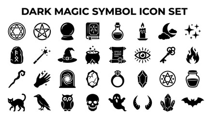 Dark magic symbol icon set. Occult and witchcraft vector elements for mystical design. © MDSHOFIULAZAM