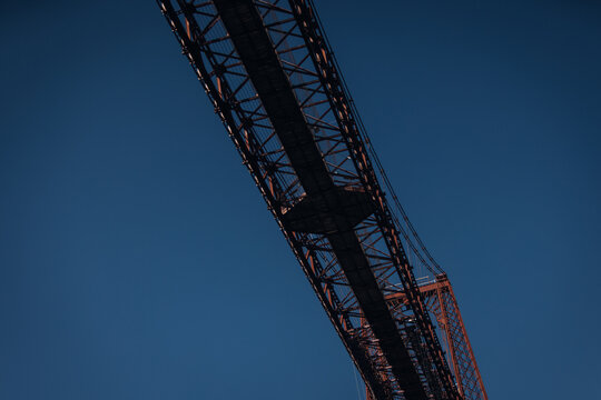 Metal Bridge Structure Over River, Modern Steel Architecture