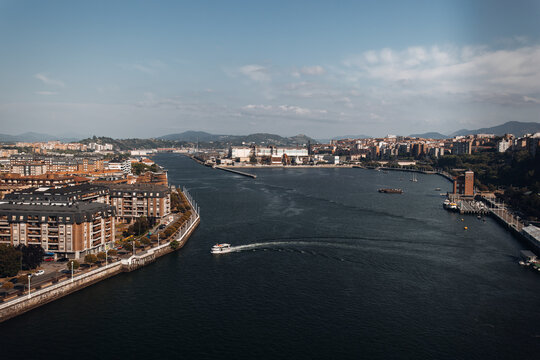 Aerial View of Bilbao, Spain with Modern Architecture and Urban Skyline
