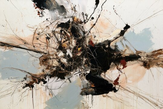Abstract expressionist painting with chaotic energy and vibrant color