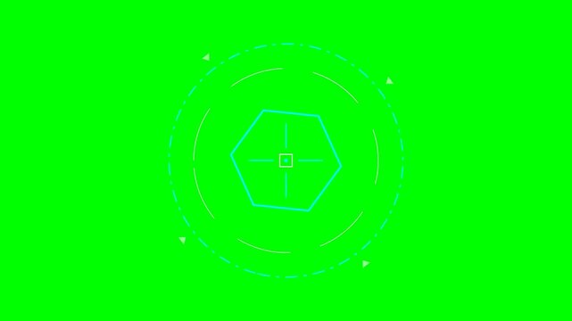 Abstract futuristic digital hud interface overlay with geometric center shape