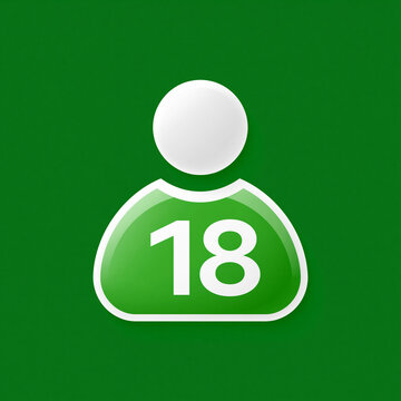 Gr&uuml;nes Icon zeigt Personensymbol mit Zahl 18 f&uuml;r Altersverifikation
