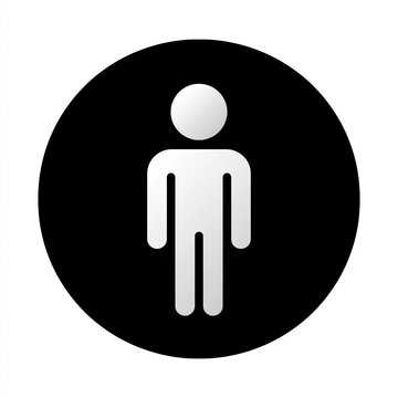 M&auml;nnliches Personen-Icon wei&szlig; auf schwarzem Kreis-Button freigestellt