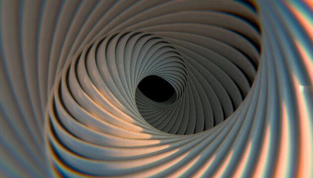 Digital 3d rendering of an abstract spiral tunnel with concentric
