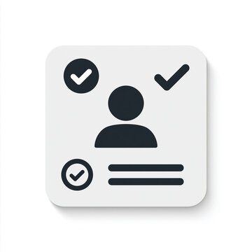 Grau-wei&szlig;es Icon zeigt Nutzerprofil mit H&auml;kchen und Checkliste