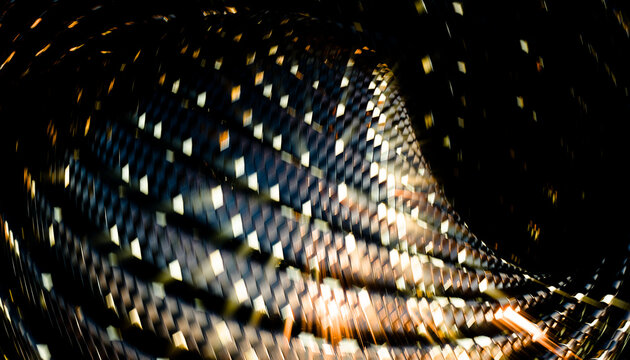 Abstract digital rendering of a twisted woven pattern with metallic