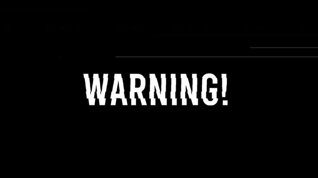 Glitchy white digital warning exclamation point on black background suits cybersecurity or techthemed designs. Ideal for website alerts or presentations.