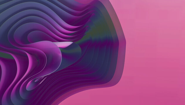 A 3d digital rendering of an abstract organic form with flowing purple