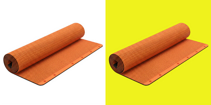 Orange rolled yoga mat