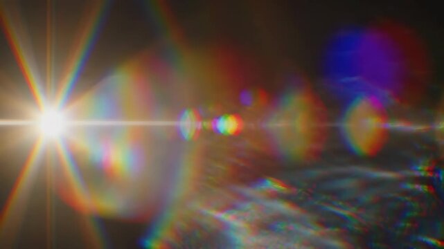 Intense Rainbow Chromatic Aberration Lens Flare with Bright Light Leaks Effect