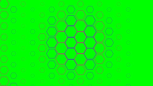 Abstract geometric pattern with hexagon shapes on a vibrant green background