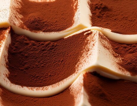 abstract tiramisu layers with creamy seamless texture and cocoa powder