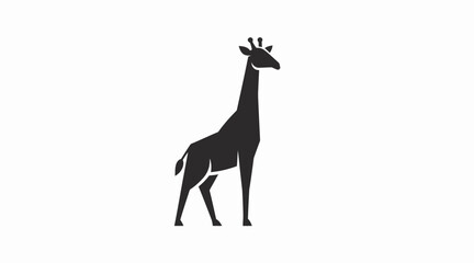 Fototapeta premium Black silhouette of a standing giraffe.