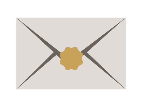 Vintage style paper envelope sealed with gold wax stamp for luxury correspondence design.