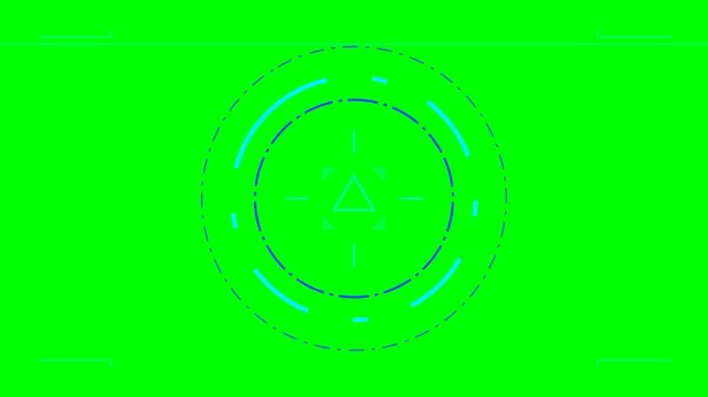 Digital circular interface design with geometric triangle center on green