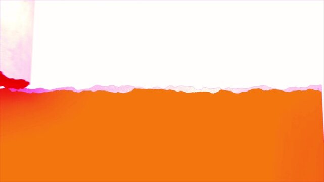 Paper Tear Transition Revealing Orange and White Background, Torn Edge Scene Change Effect, White Background