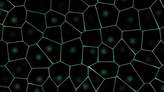 This loop of glowing green polygons creates a seamless pattern on a dark background.