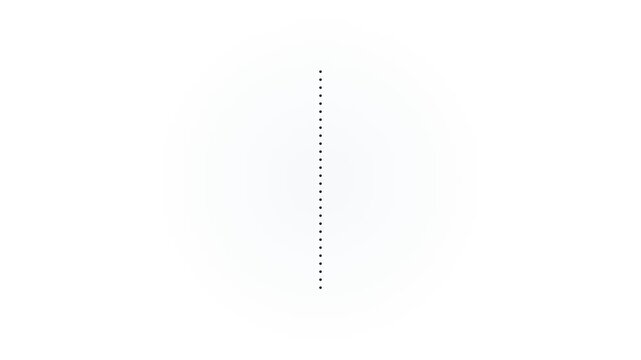 White vertical dotted line measuring height animation, alpha channel. editable vector stroke height icon on white background.

