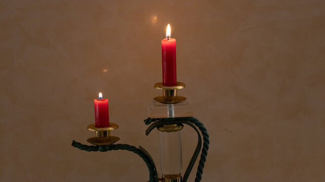 candles on a red background