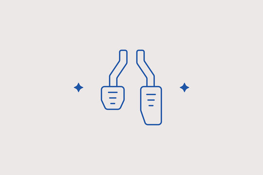 Automatic transmission pedals line icon for driving school. Vector illustration for car foot pedals, brake pedal, gas pedal, vehicle control.