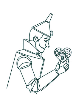 Minimalist Tin Man Line Art Illustration