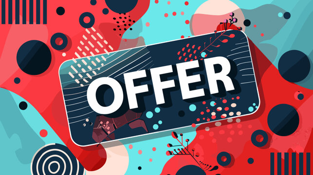 Bold Offer Banner with Geometric Shapes and Minimal Text Vector Illustration