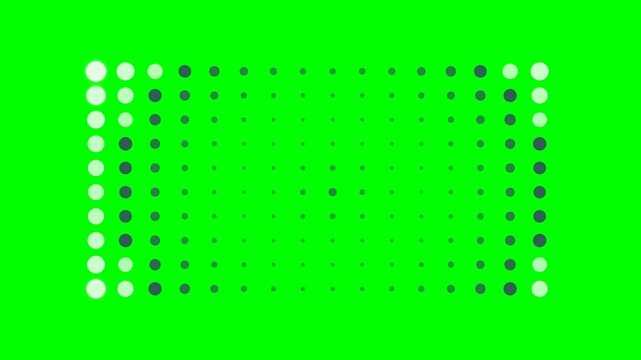 A grid of circles varying in size against a vibrant green background color