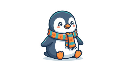 Cute Cartoon Penguin Wearing Scarf. © Muhammad