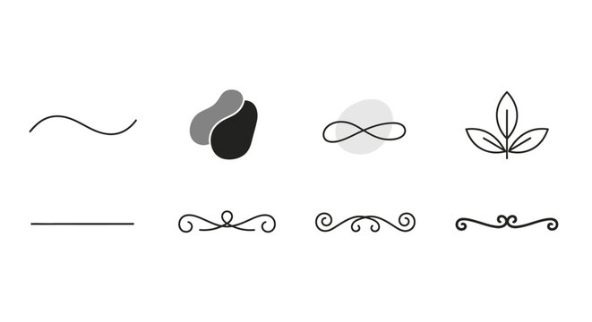 Elegant Line Art Ornaments and Abstract Shapes Collection