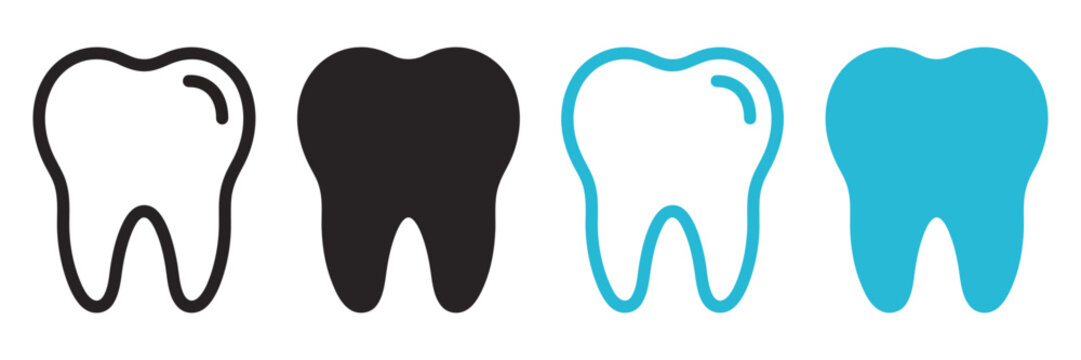 Set of tooth icons, dental care symbols, vector illustration