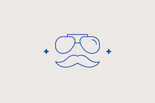 Sunglasses and mustache disguise line icon for spy service. Vector illustration for undercover detective, masquerade, secret agent, investigation.