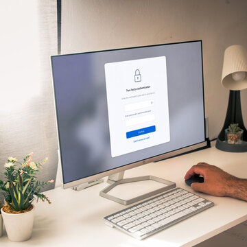 Two-factor authentication login on a desktop computer
