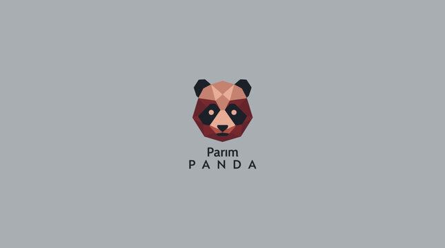 Geometric panda head mascot logo with text.