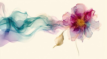 Obraz premium Ethereal bloom unfurls with wisps of translucent, flowing color