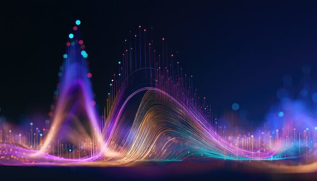 Abstract digital visualization of sound waves and data streams