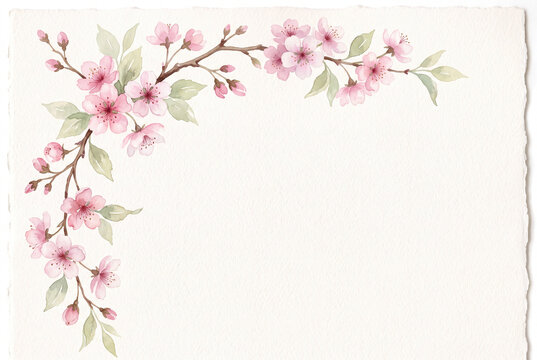 Cherry blossom corner border with open center