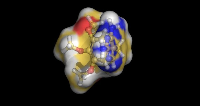 Trimethoprim, targeted synthetic antibiotic for urinary tract infection treatment, 3D molecule spinning, 4K