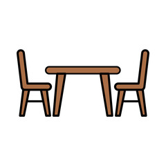 Fototapeta premium Dining Table and Two Chairs Simple Graphic Illustration