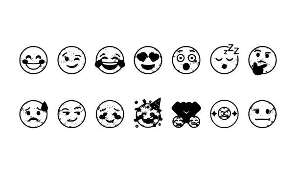 Modern emoji emotion icons with colorful smile faces and mood expression vector collection