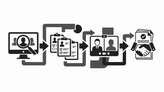 A flowchart illustrating the hiring process from candidate search to agreement
