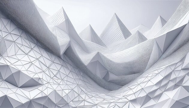 3d futuristic triangles white background abstract lowpoly geometric grid pattern