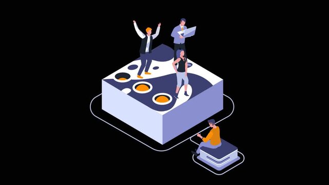 2d Business Conference Team Collaboration on Digital Platform Animation