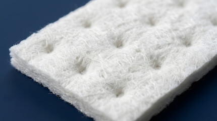 Obraz premium White rectangular mattress pad texture showcasing soft synthetic fibers and deep tufted dimples captured in crisp bright macro photography style
