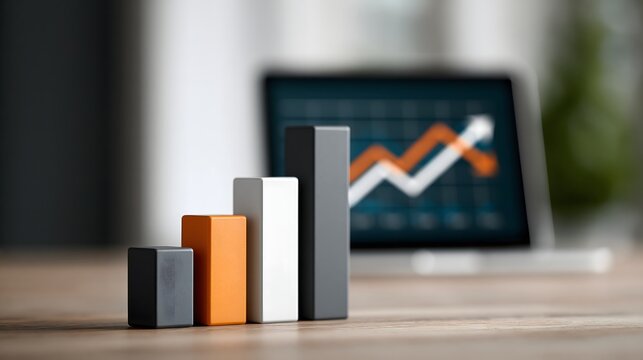 Economic slowdown concept with generic market analytics screen, falling investment performance and financial uncertainty, realistic commercial image