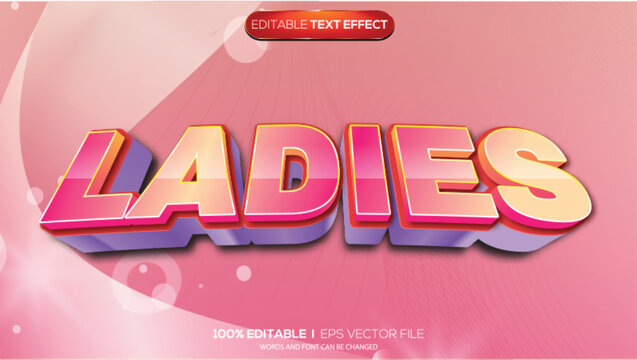 3d text effect ladies theme