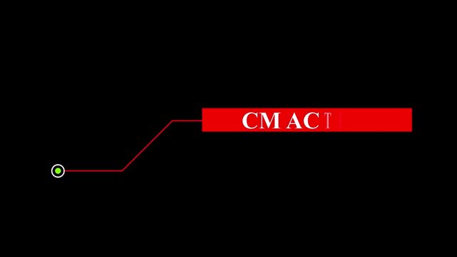 Animation of Callout, HUD UI elements on black color background. Animation of HUD elements with text "cm active". Callout futuristic hud animation digital white six pack on the black screen .