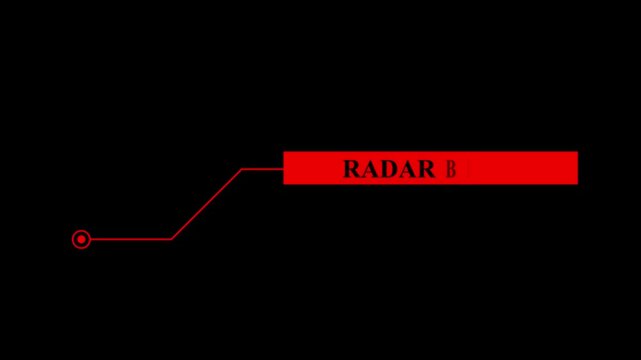 Animation of Callout, HUD UI elements on black color background. Animation of HUD elements with text "radar blind". Callout futuristic hud animation digital white six pack on the black screen .