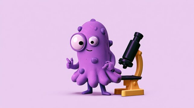 Amoeba mascot flat design side view microscope theme water color colored pastel. 